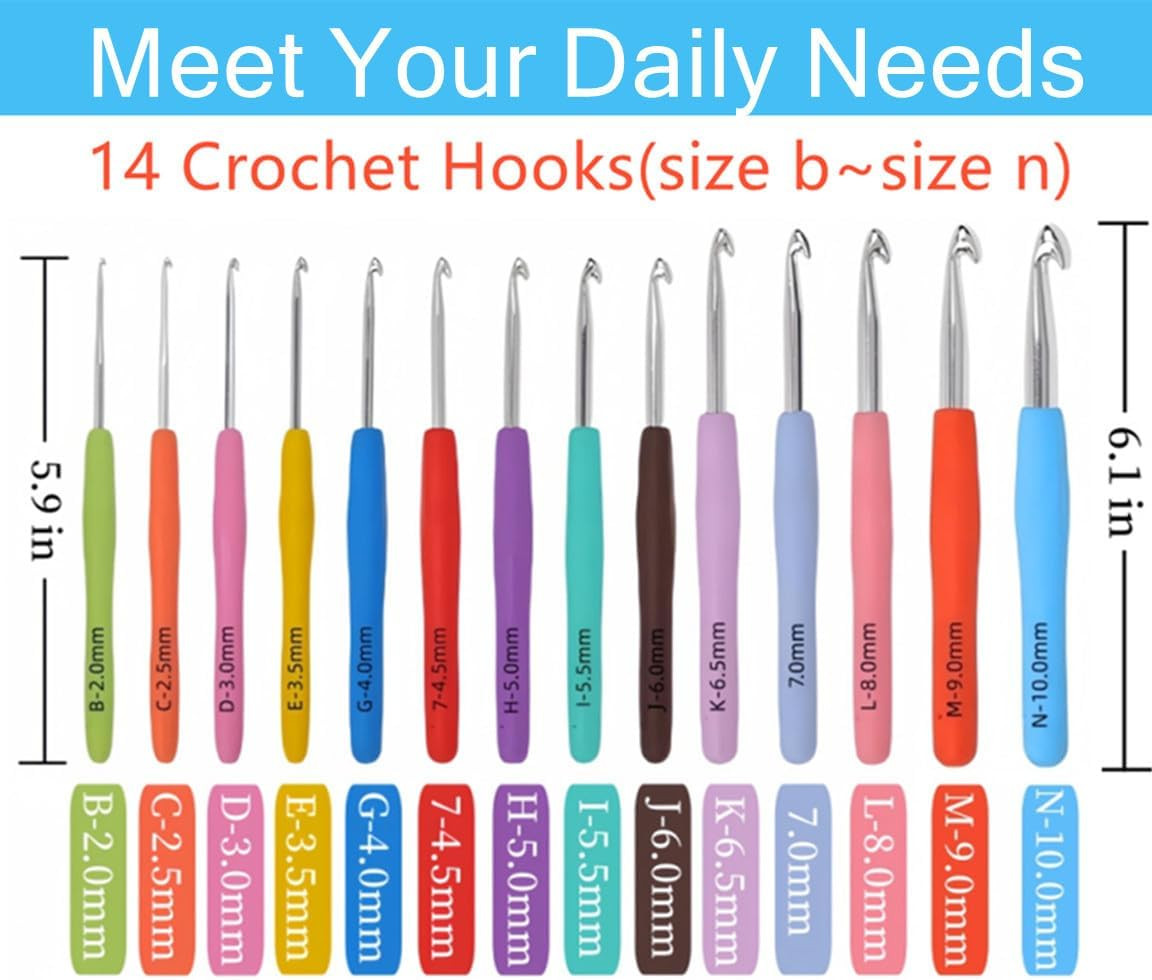 Crochet Hook Set,14 Sizes Crochet Hooks for Arthritic Hands,Crochet Hooks Ergono