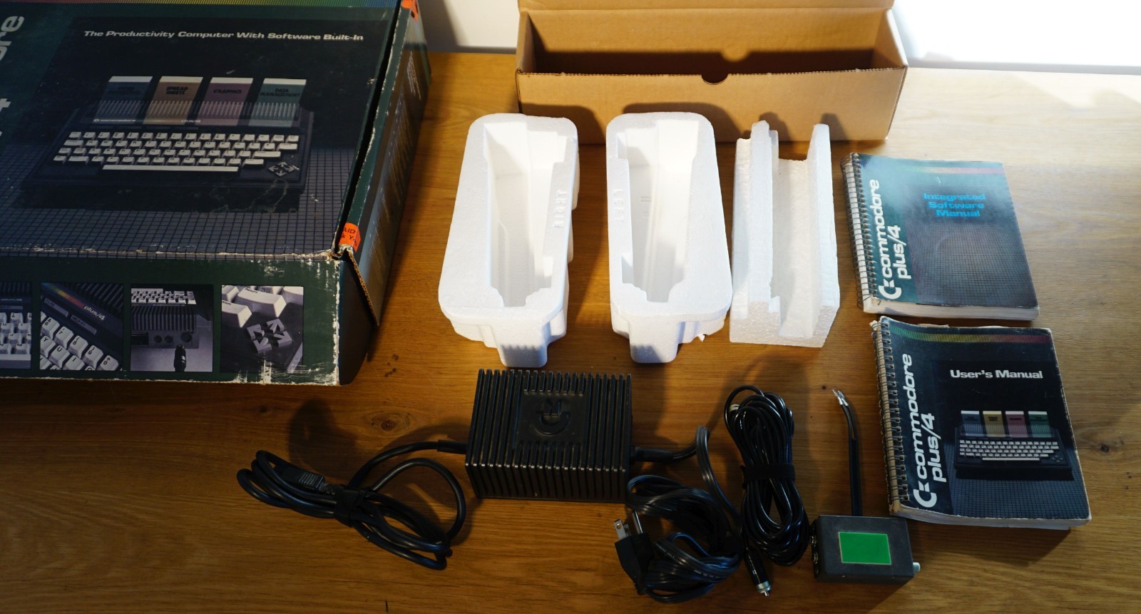 Vintage Commodore Plus/4 Computer With Box & Accessories Manuals Power Test Only