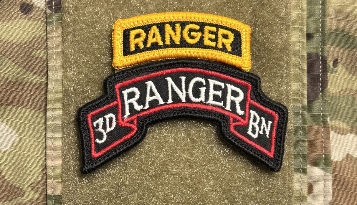 US Army 3rd Ranger Battalion Scroll/Ranger Tab w/ Hook Full-Color 75th RGT Patch
