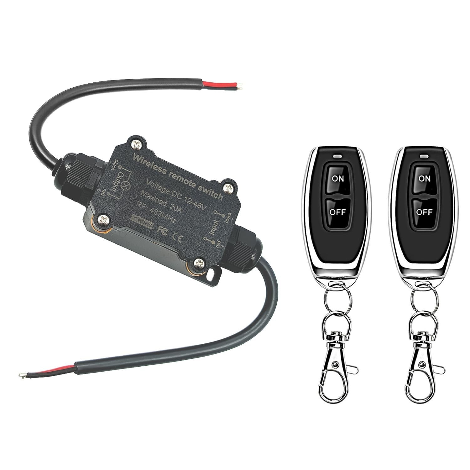 DC12V Waterproof Remote Control Switch,DC12V/24V/48V/20A Wireless Remote Swi…