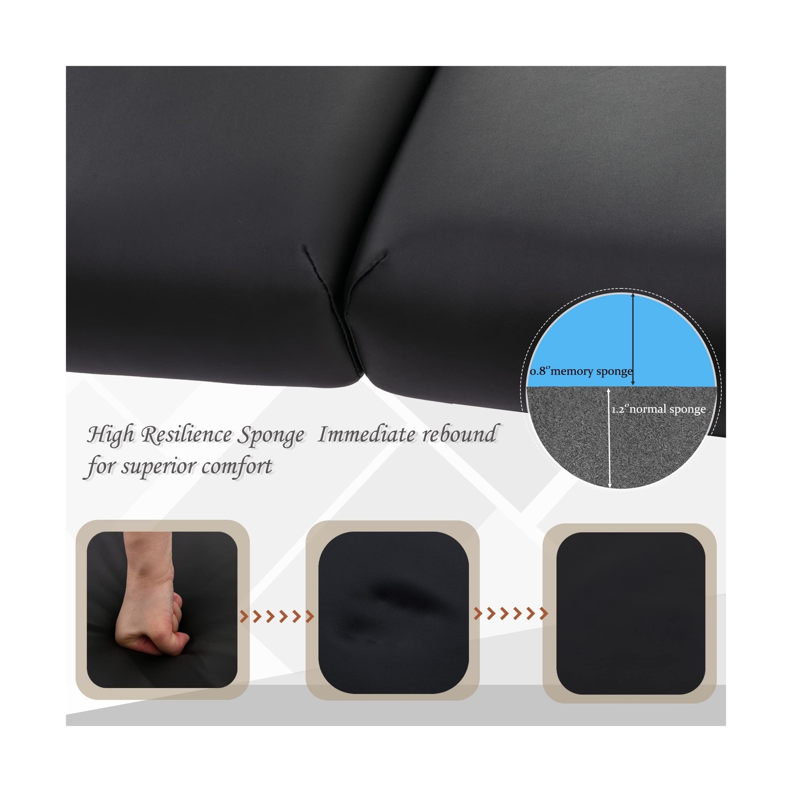 KCC Memory Foam Massage Table Premium Portable Foldable Massage Bed Height Ad...