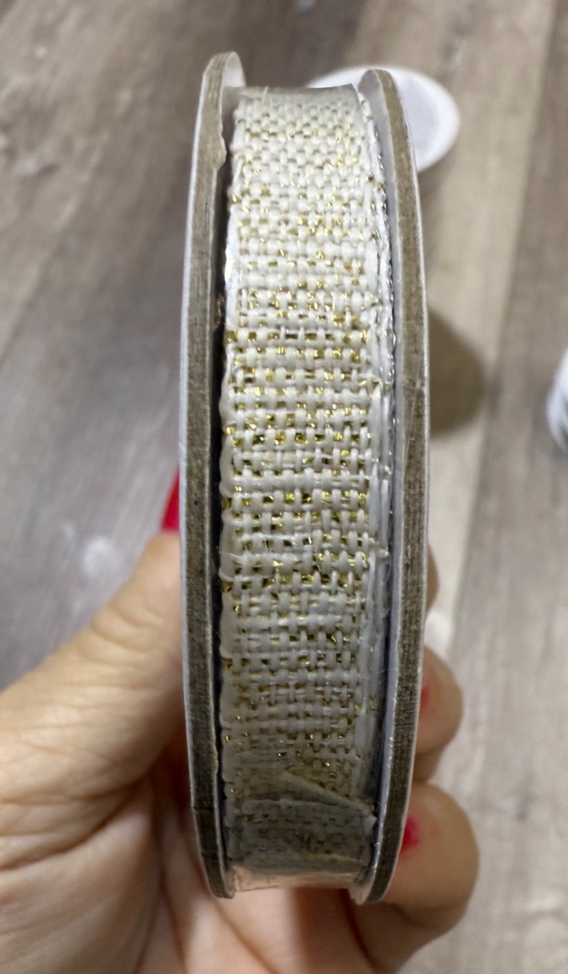 GOLD WHITE 3/8” RIBBON  (NEW ROLL) RETIRED STAMPIN' UP!
