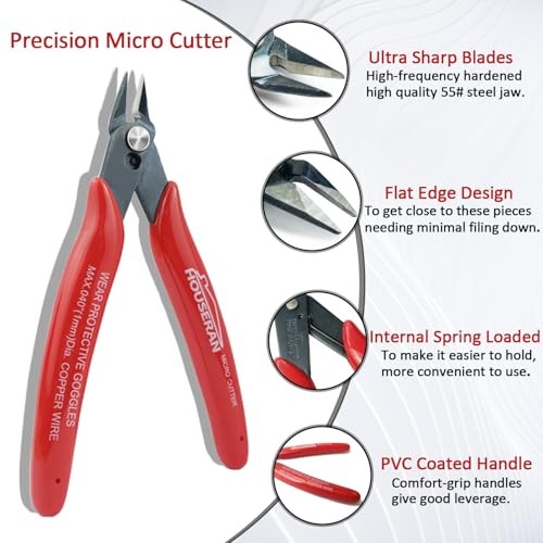 HOUSERAN 170 Wire Cutters | 5 Inch Micro Flush Cutters | 2 Pack