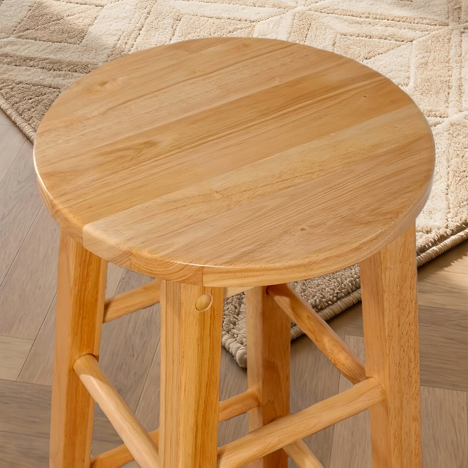 cisilov 27.5'' Wooden Backless Counter Stool with Round Seat, Natural
