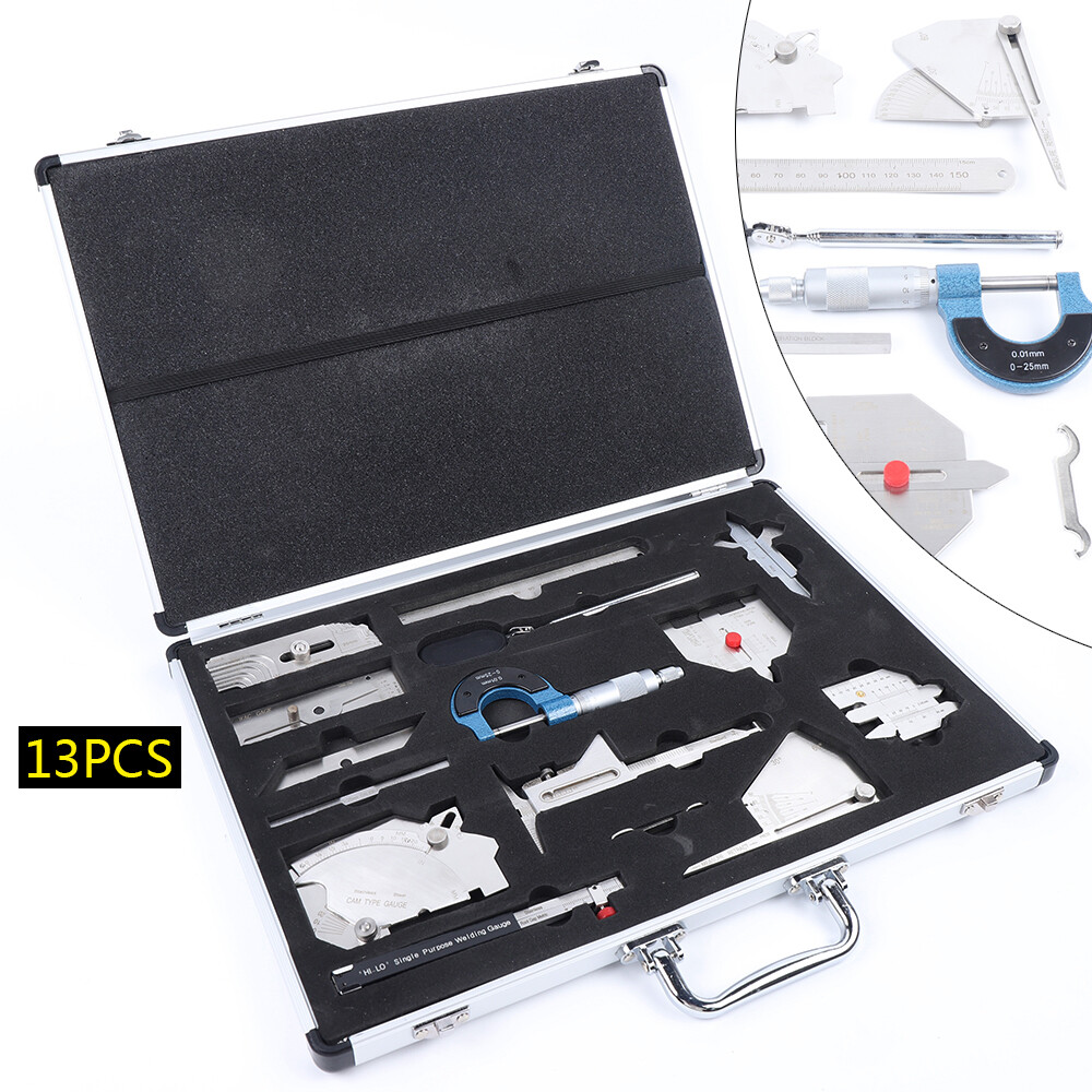 13PCS Welding Gauge Tool Inspection Kit Welding Inspection Ruler Set W/Case~