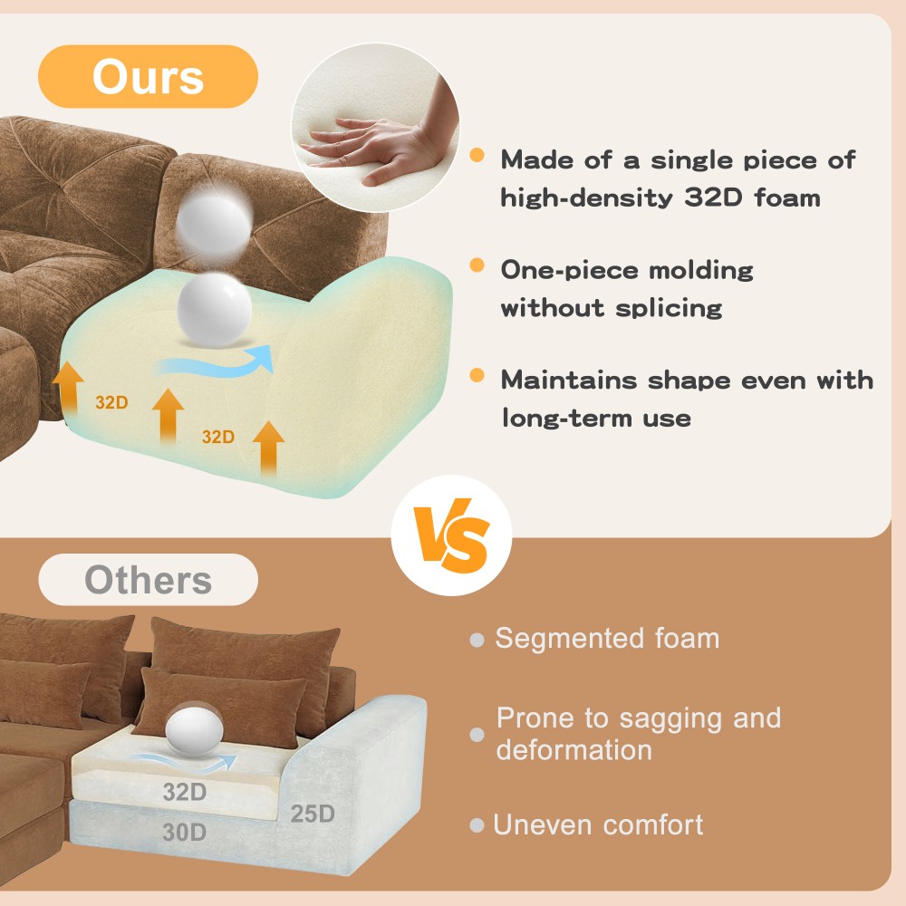 Comfy Velvet Cloud Couch 4-Seater Modular Sofa Set No Assembly