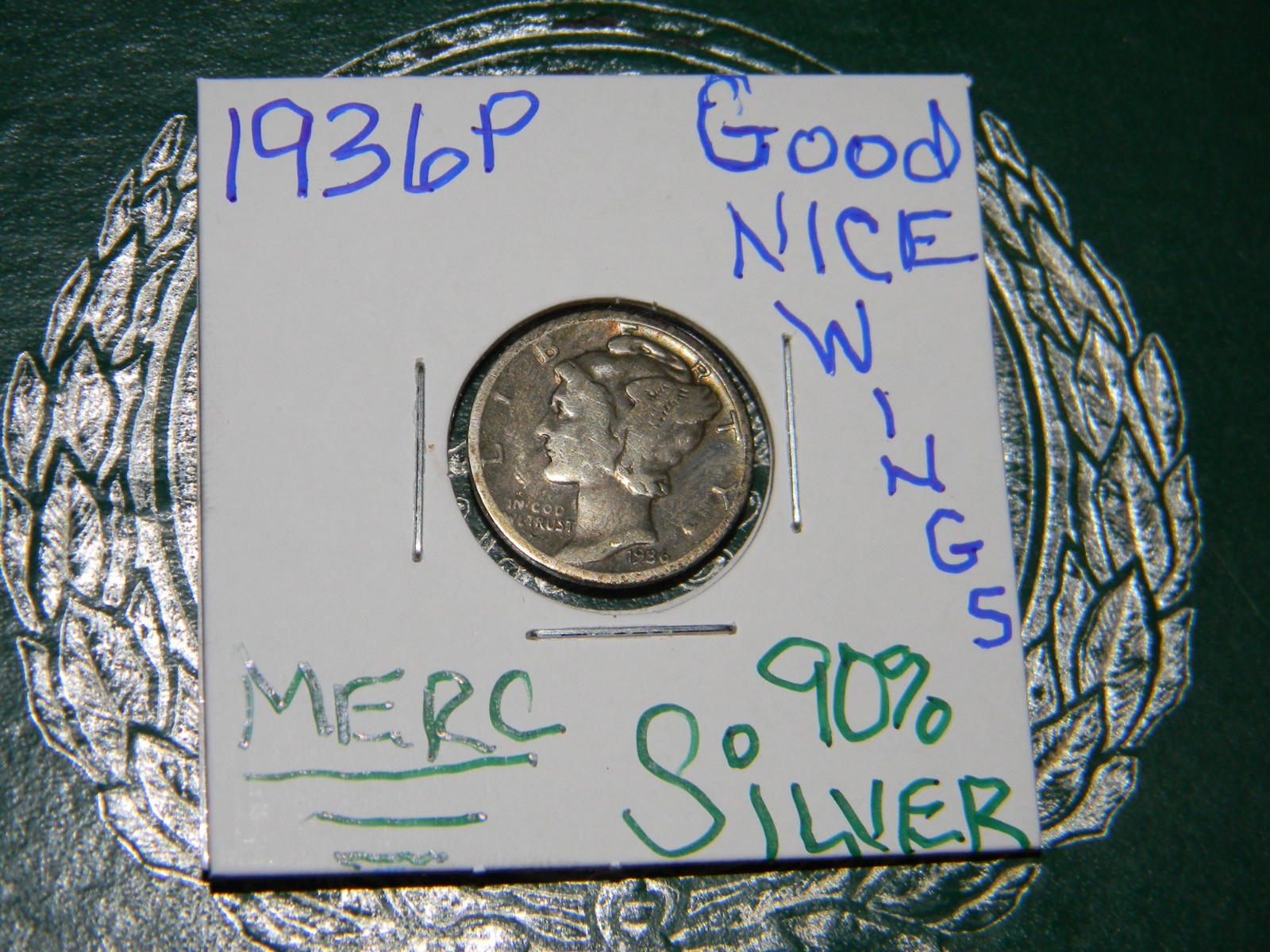 1936 P Mercury 90% Silver {WWII} Era Dime -[PHILADELPHIA MINT] (90 YEARS OLD)