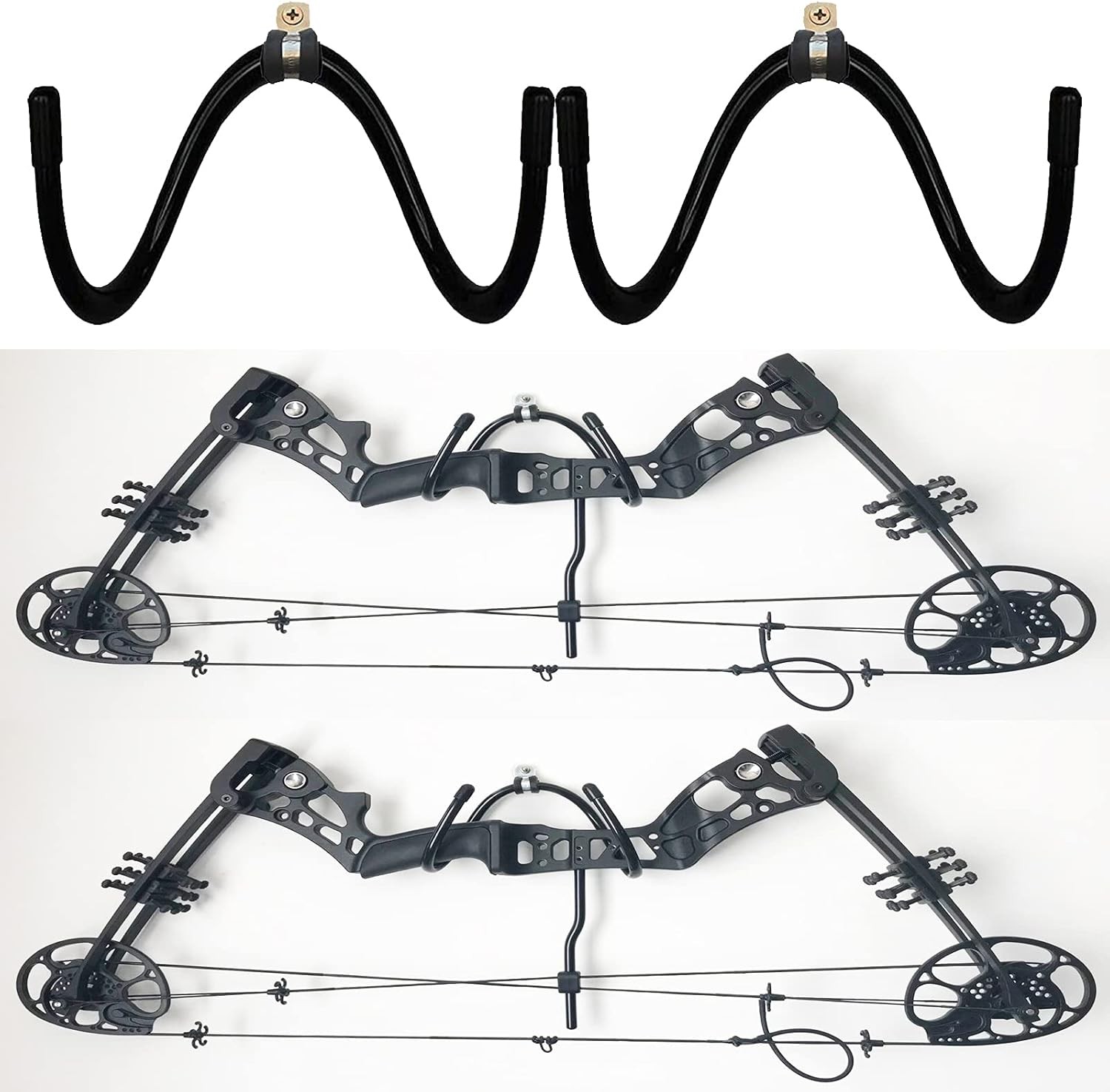 2 Pack Wall Storage Display Rack - Bow Hanger Hooks Holder 2-pack, Black