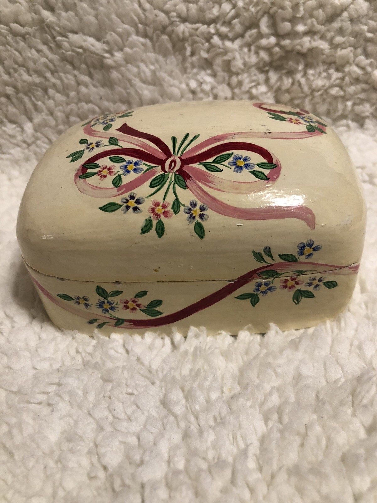 Handpainted Trinket Box, Balsam Wood (?)
