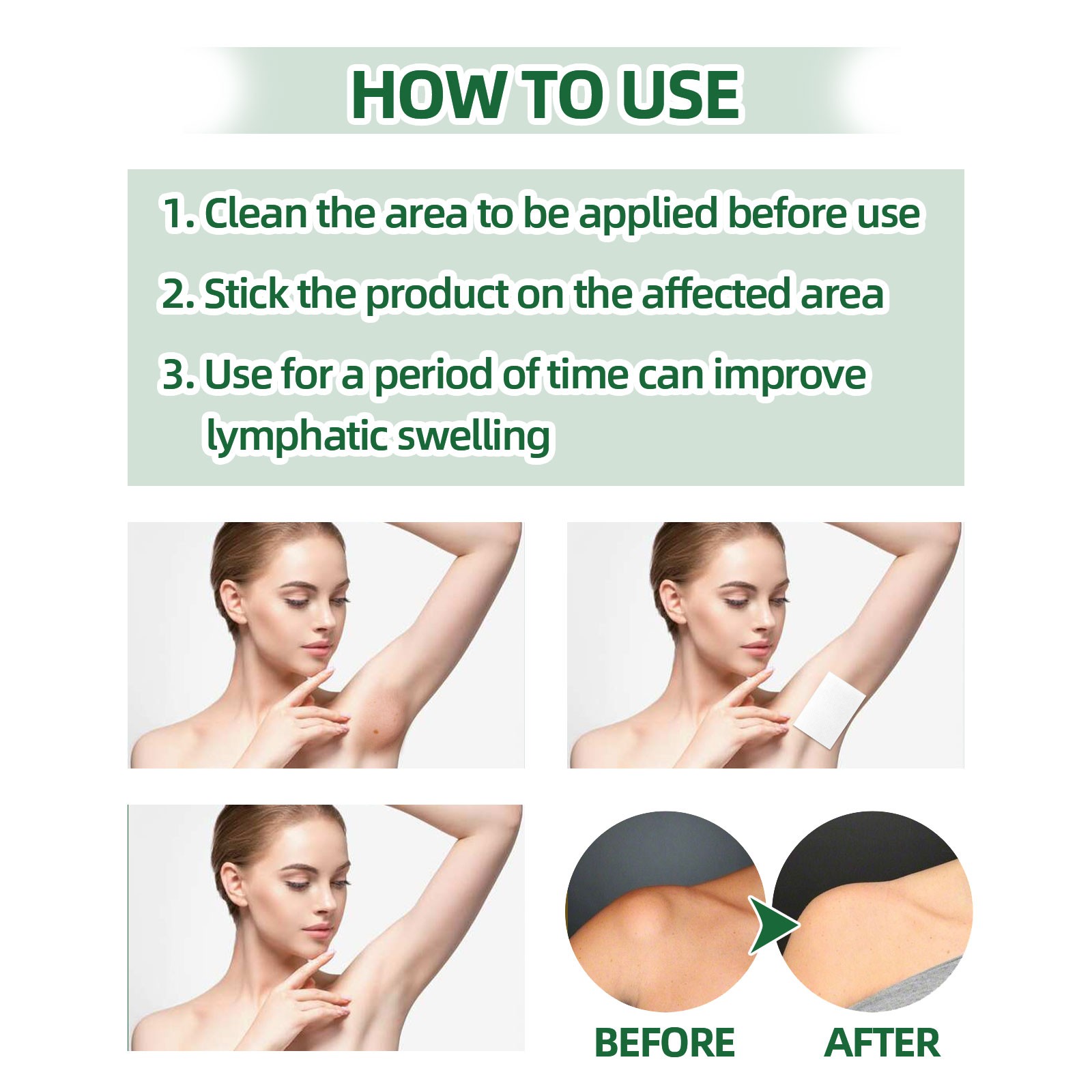 Lymphatic Drainage Pads for Underarm Groin Breast Care Swelling Relief