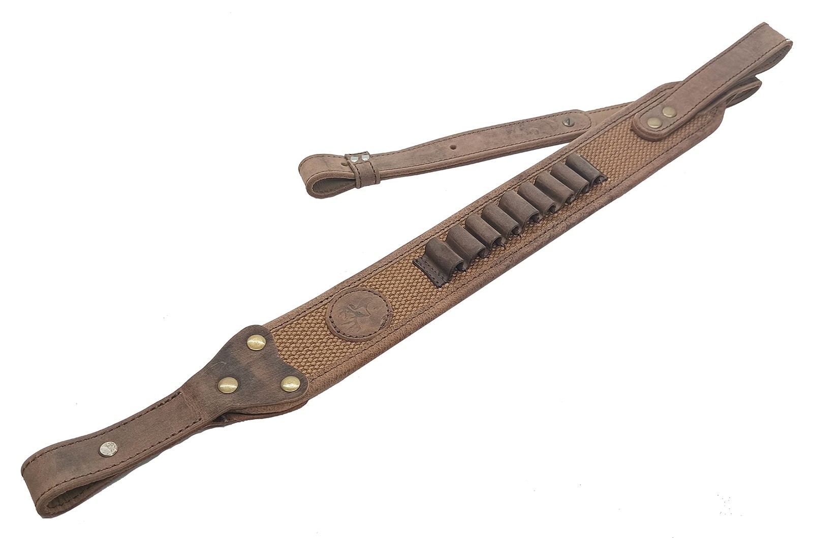 Leather Rifle Cartridge Sling with Heavy Stitching Ammo Holder Strap for .357...