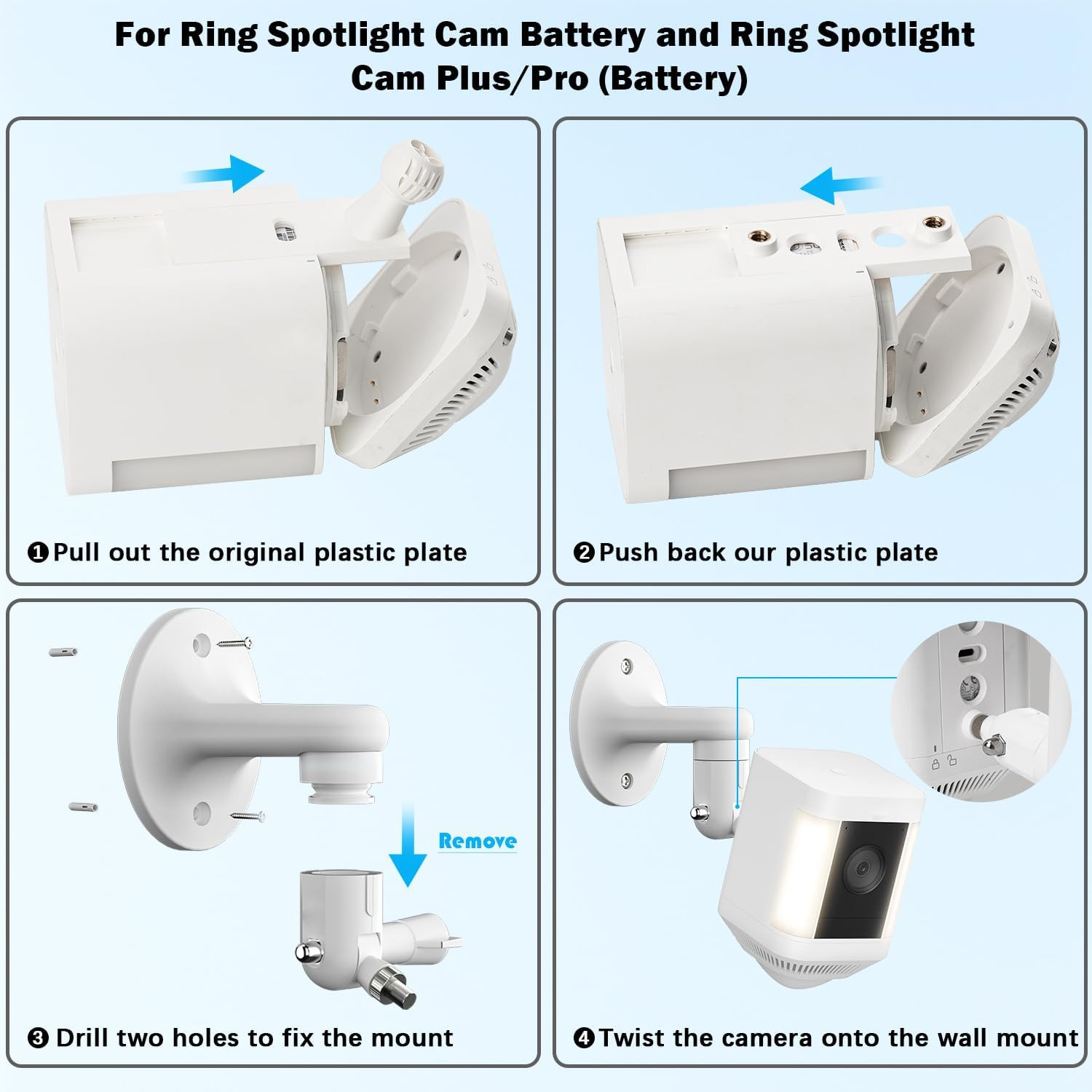 Wall Mount for Ring Spotlight Cam Battery and Ring Spotlight Cam Plus/Pro (Batte