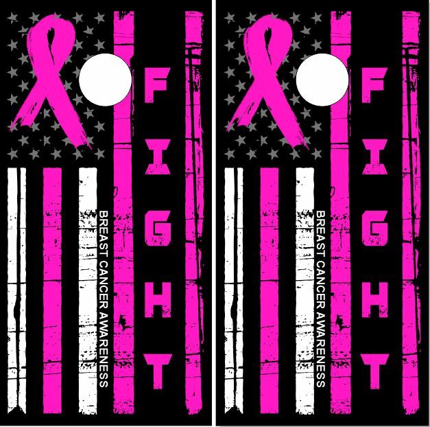Breast Cancer Flag Pink Ribbon Cornhole Wrap Bag Toss Skin Decal Sticker