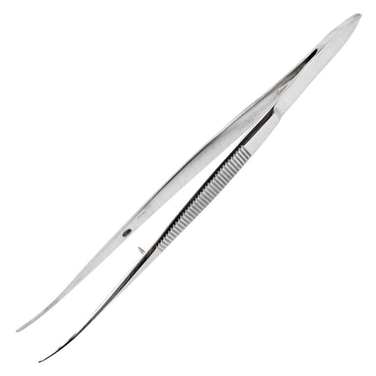Economy Eye Dressing Forceps 4", Half Curved