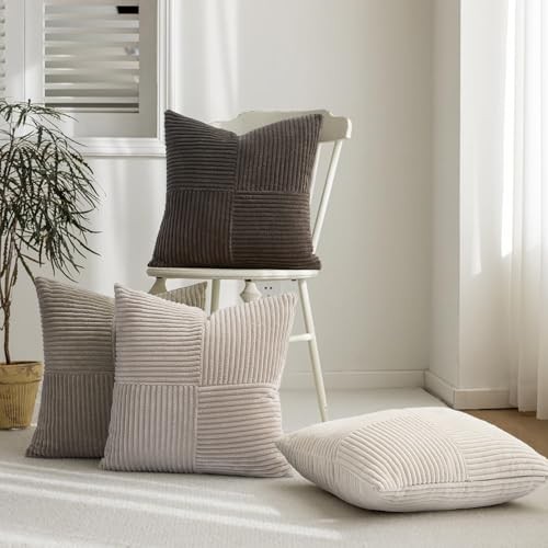 Decorative Neutral Gray Throw Pillow Covers 18" x 18" (Pack of 4) Neutral Grey