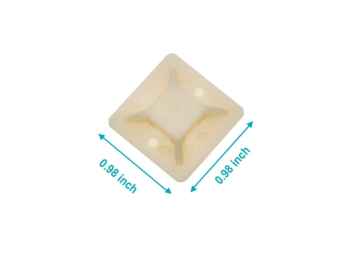 Monoprice Cable Tie Mounts, White, 25x25mm (100Pcs/Pack) Use For Securing Cables