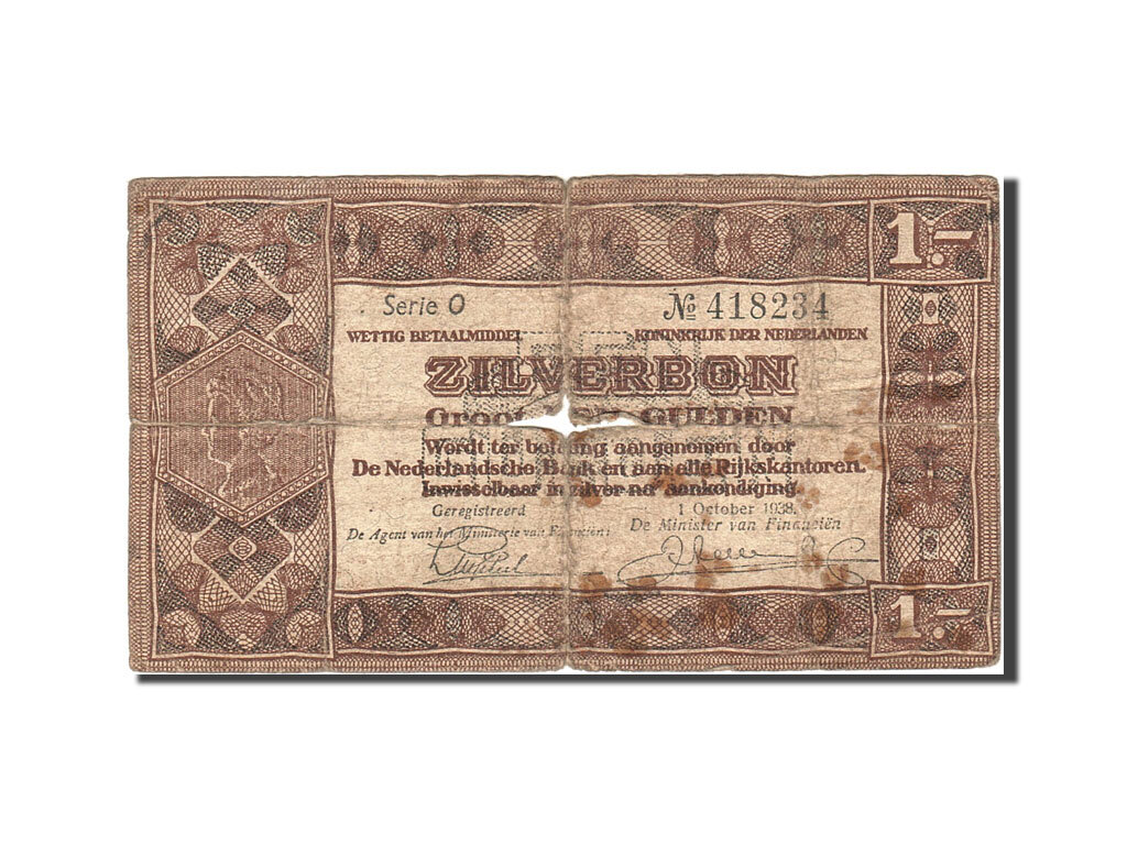 [#265974] Banknote, Netherlands, 1 Gulden, 1938, 1938-10-01, KM:61, VG(8-10)
