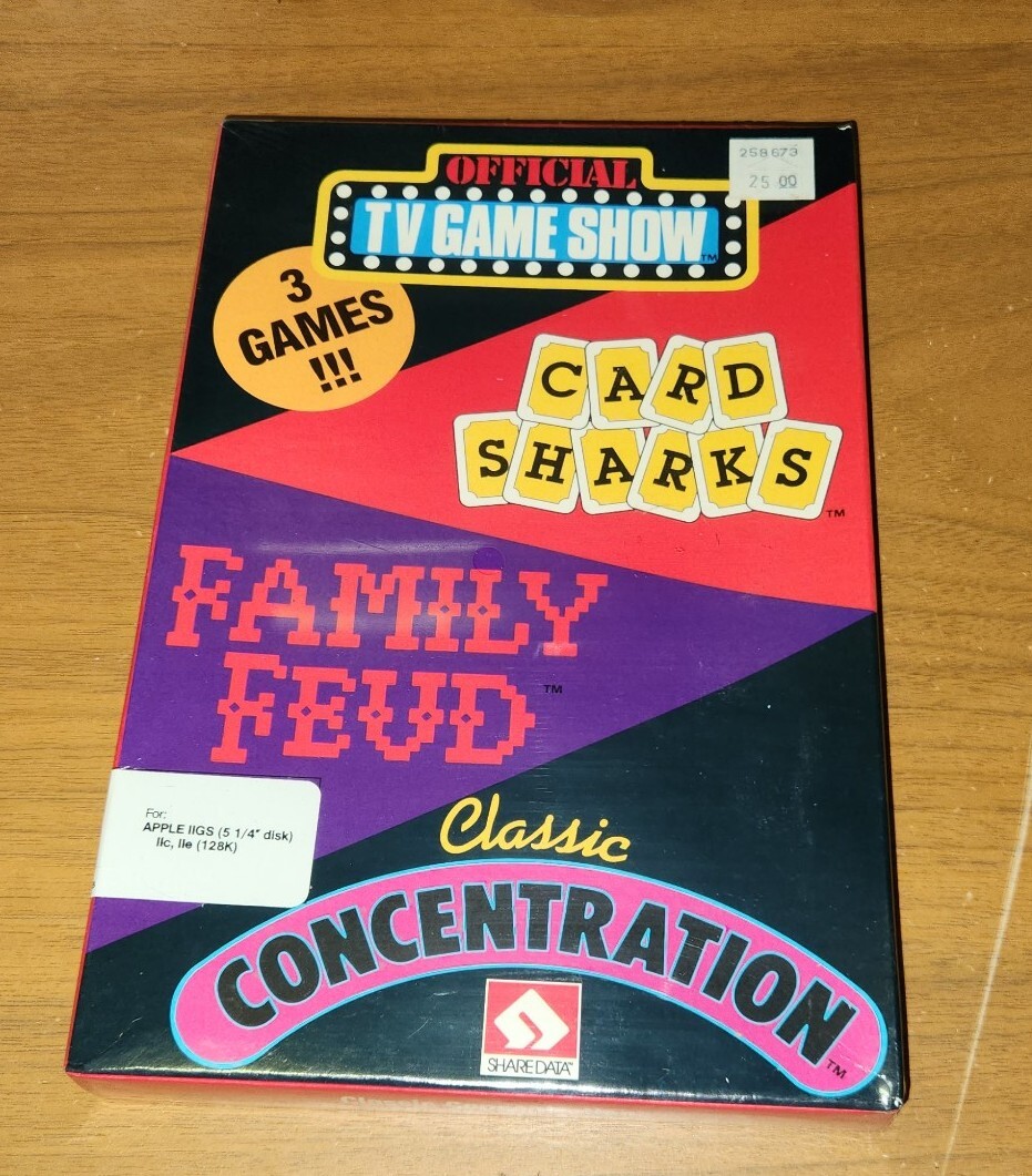 ITHistory (1988) Software: Card Sharks Concentration Family Fued APPLE Sealed