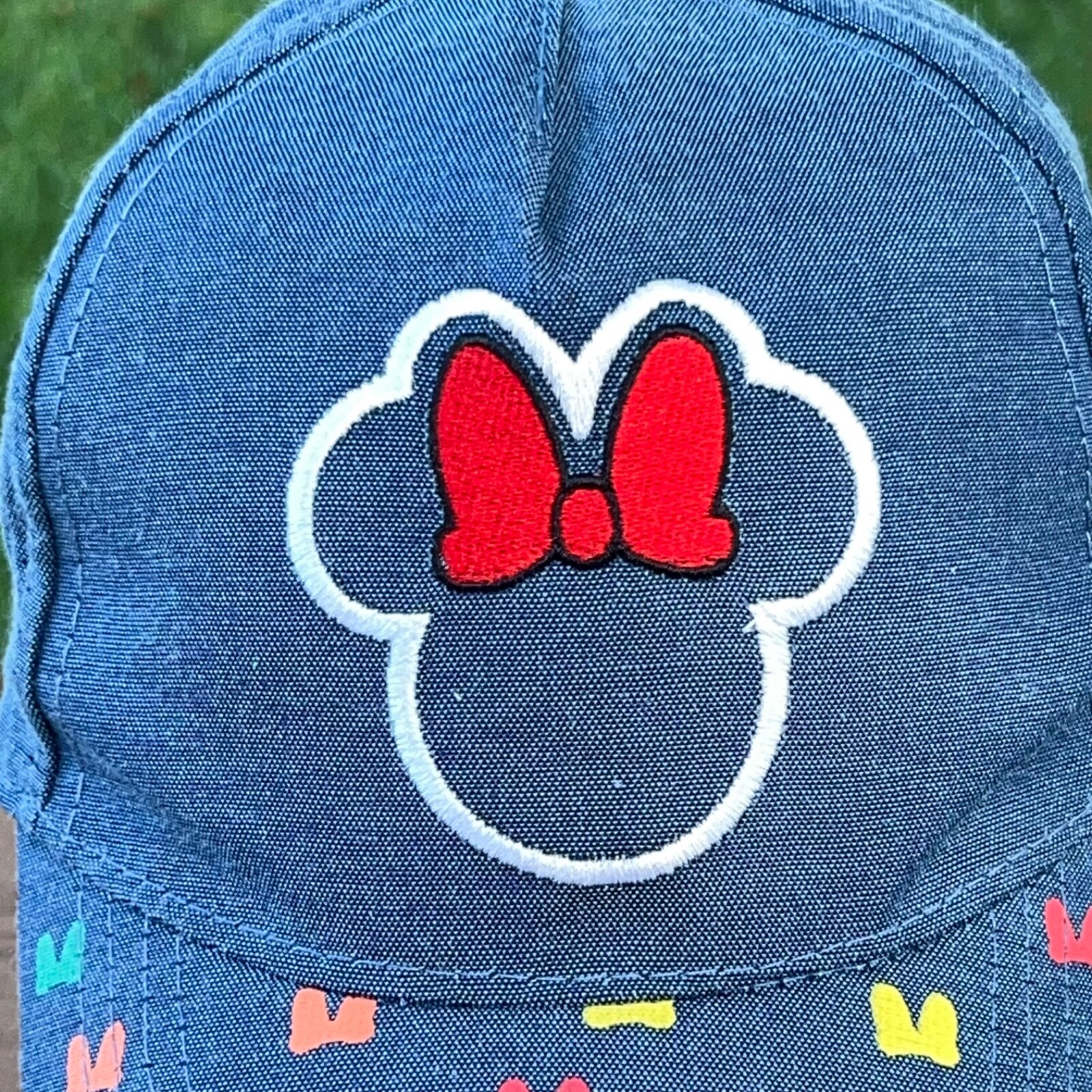 Disney Minnie Mouse Denim Junior Hat Cap Snapback EUC