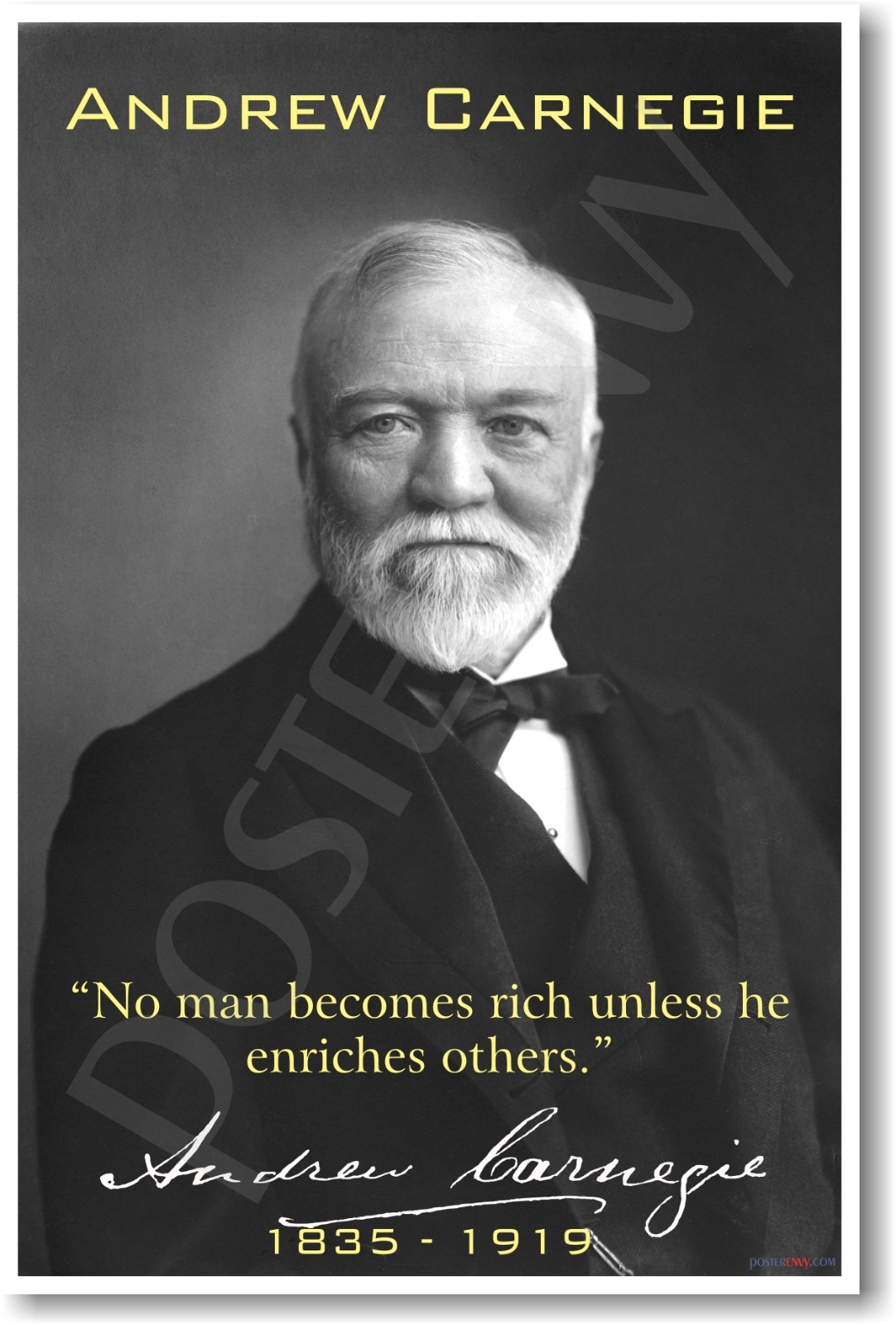 Andrew Carnegie - "No One Becomes Rich Unless..." - NEW Motivational POSTER
