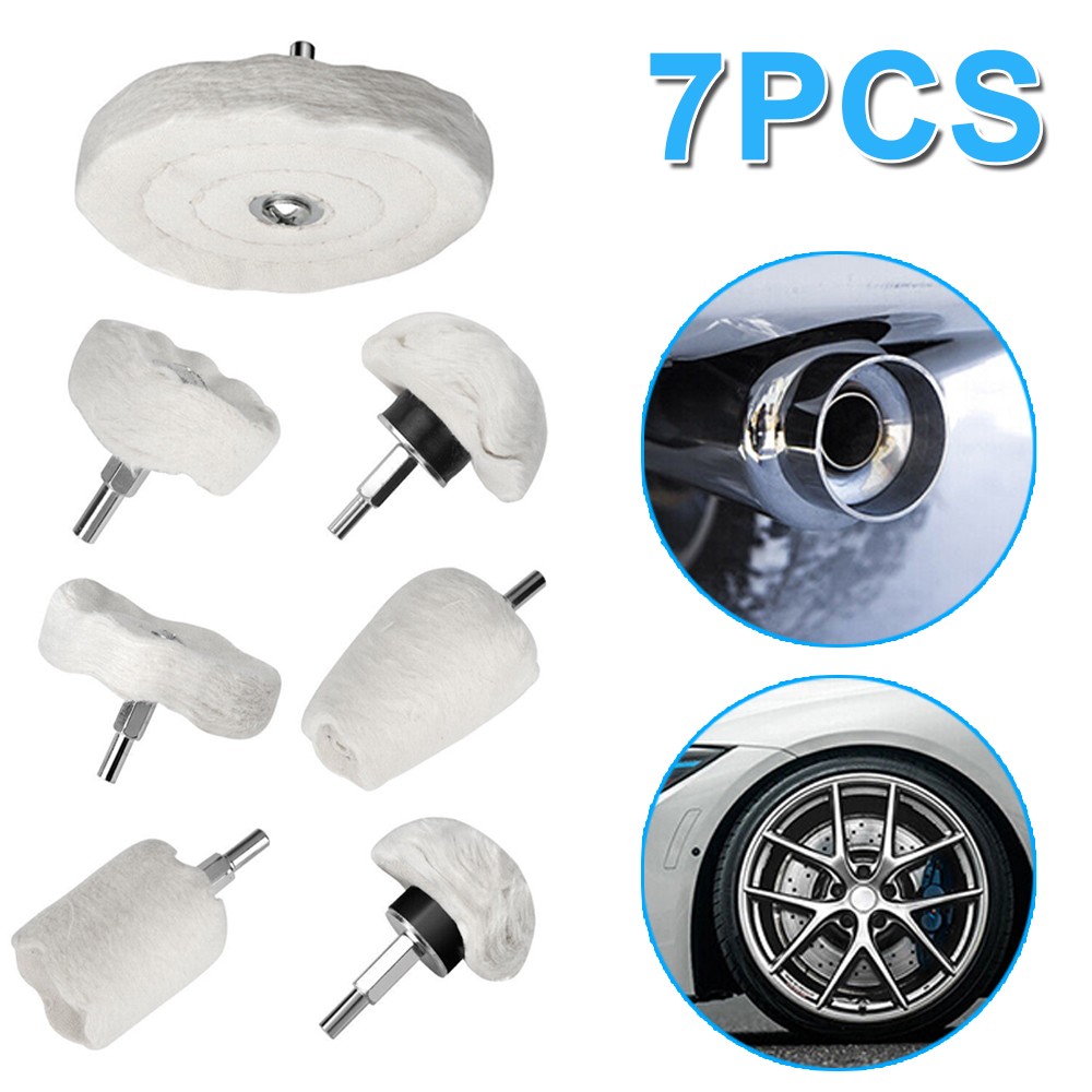 7PCS Car Polisher Polishing Buffing Mop Wheel Drill Kit Aluminum Stainless ADT