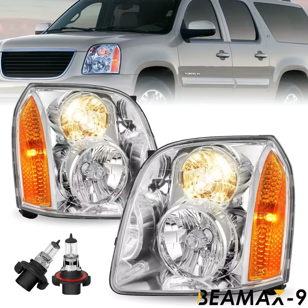 For 2007-2014 GMC Yukon XL 1500 2500 Denali W/Bulbs Headlights Assembly Lamp L+R