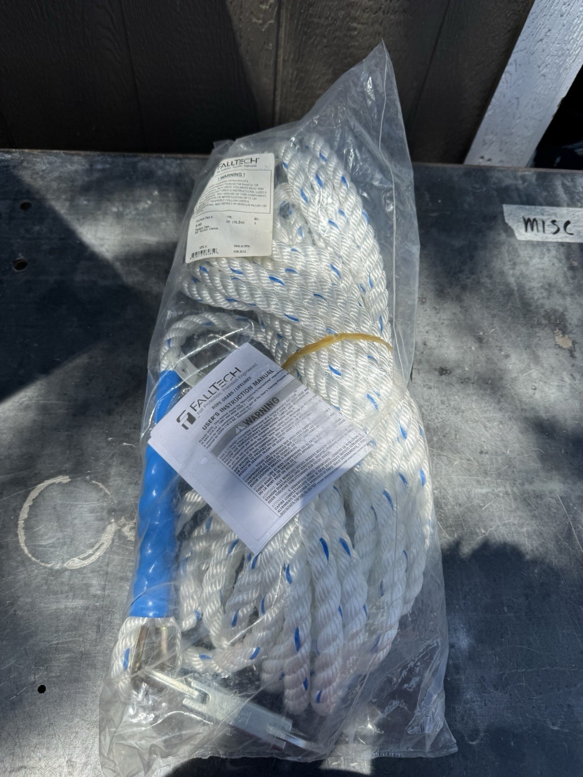 Falltech Vertical Lifeline,White,Steel Hardware 8150 Falltech 8150 848013084859