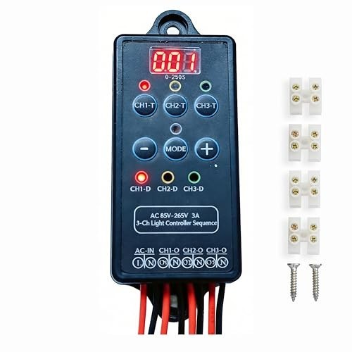 3 Channel Light Controller Sequencer 110/240V, 50+ Modes, Easy Setup, Mini Shell