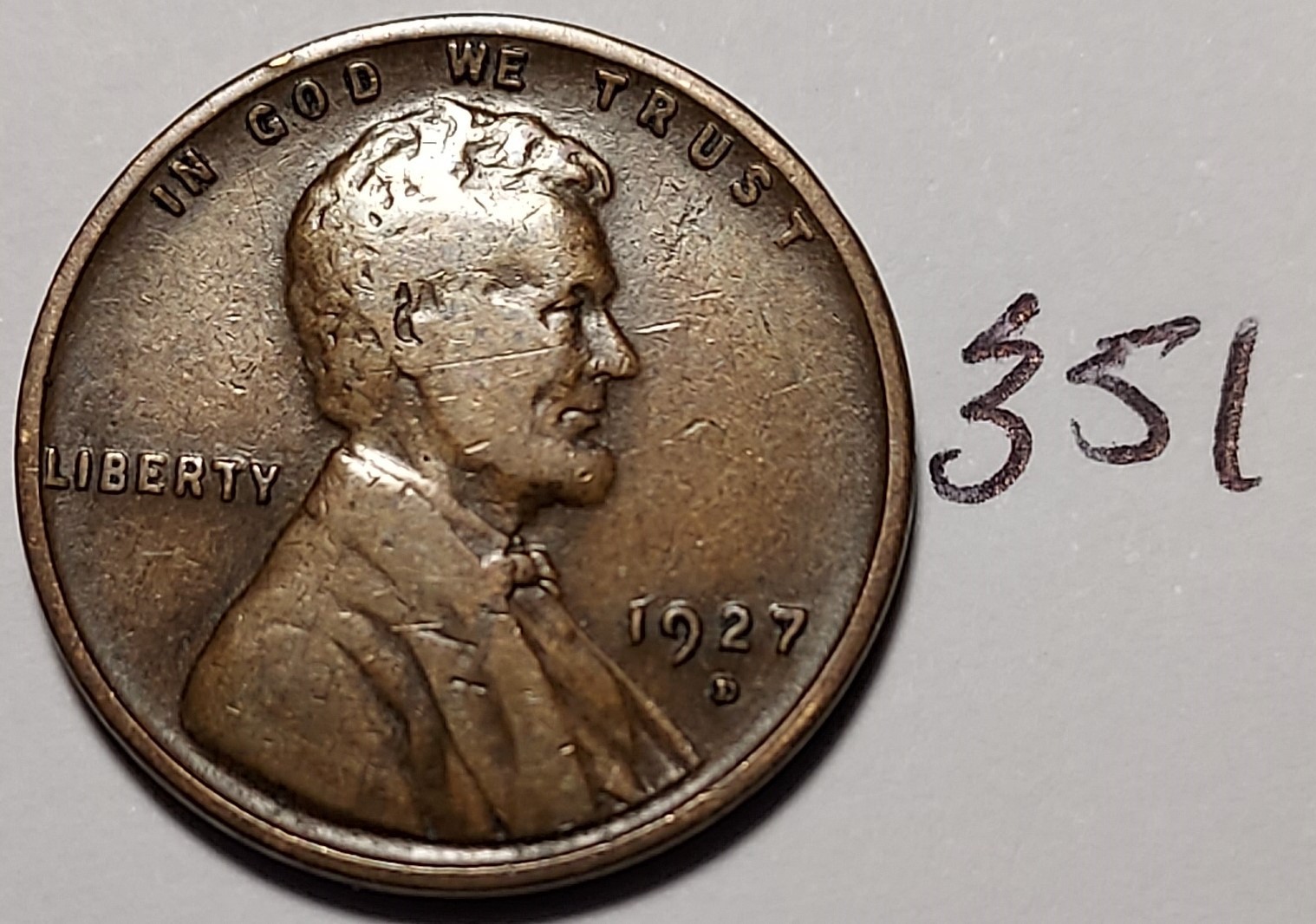 1927-D Lincoln Wheat Cent     FINE    #351