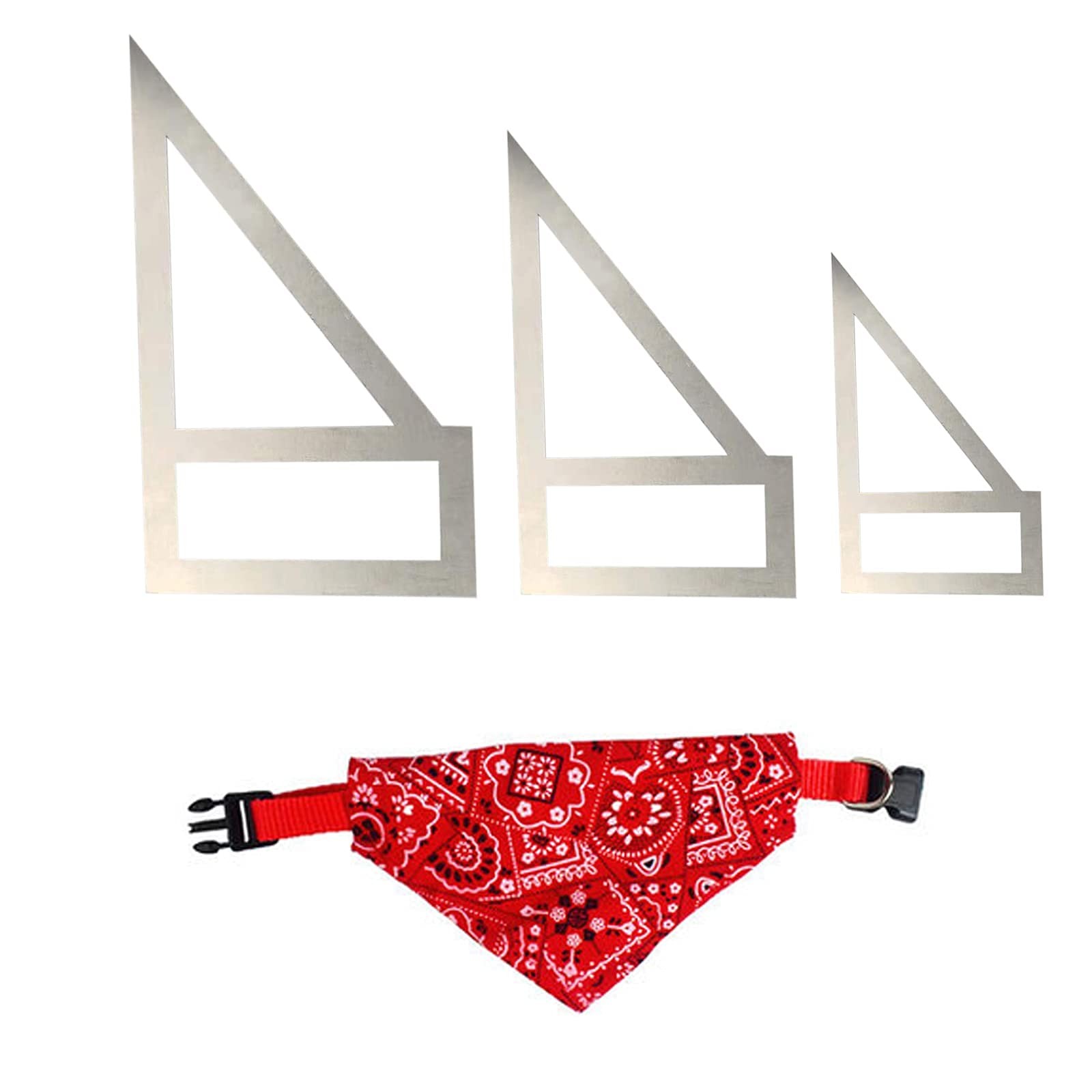 3 PCS Reversible Dog Bandana Sewing Template Set S/M/L DIY Craft Bib Pattern