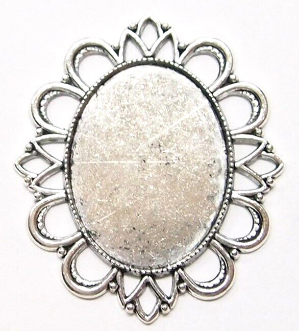4 of 40x30mm Antique Silver Vertical /Horizontal Big Loop Pendant Settings