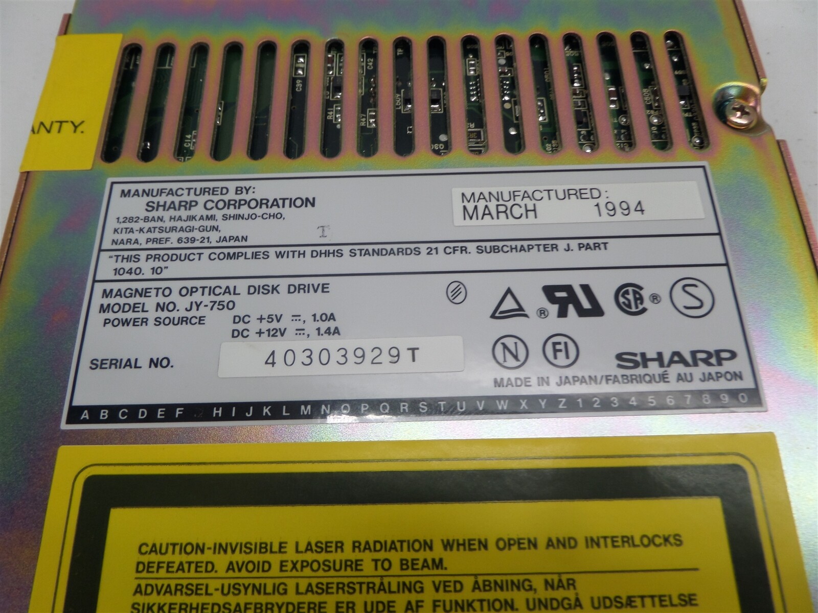 Vintage Sharp JY-750 Magneto Optical Disk Drive