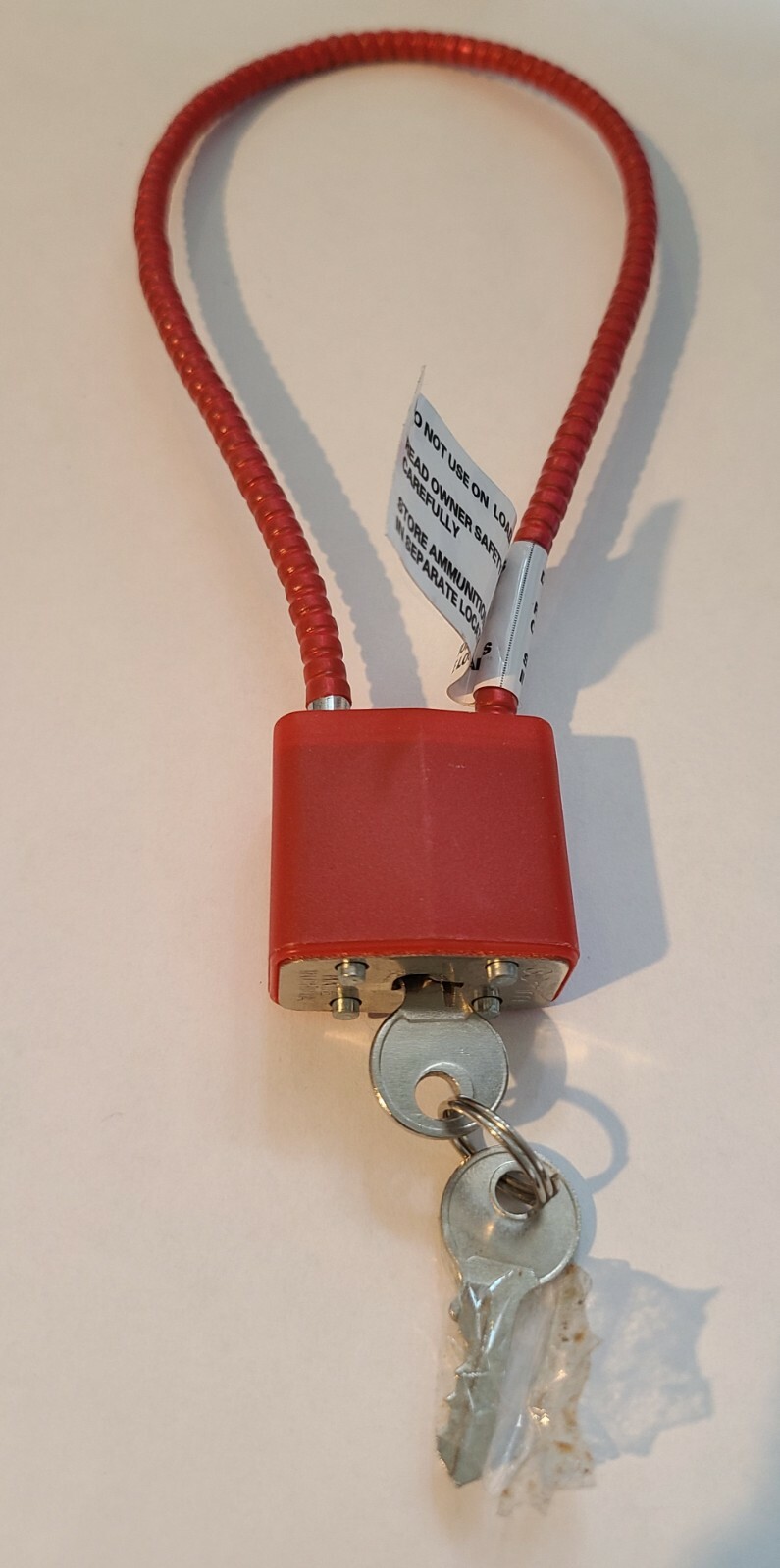 Red Gun Lock, With Keys. Free Shipping.