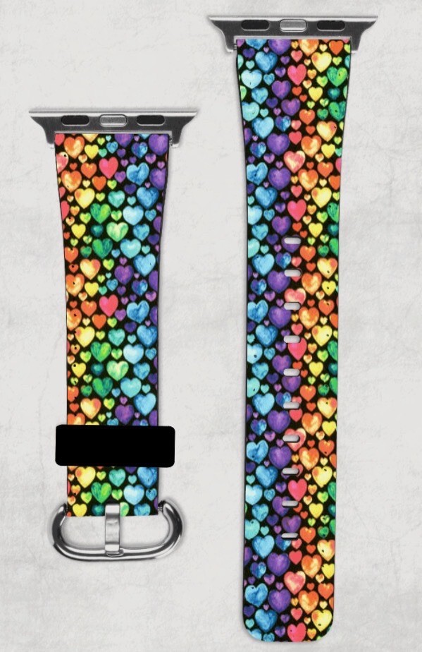 Pride Color Hearts Apple Watch Band NEW 38/40/41 & 42/44/45 Love is Love Gay