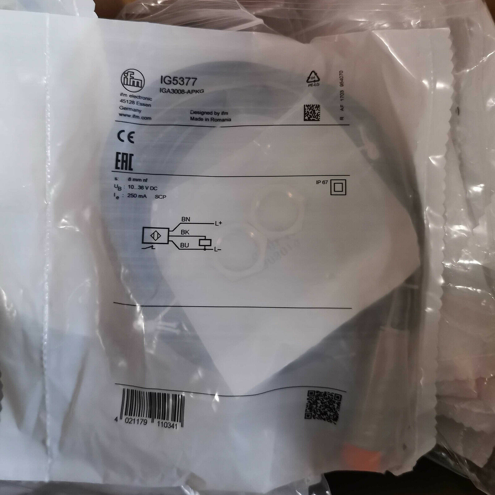 IFM IG5377 Inductive Sensor Proximity Switch DC10-36V 250mA New