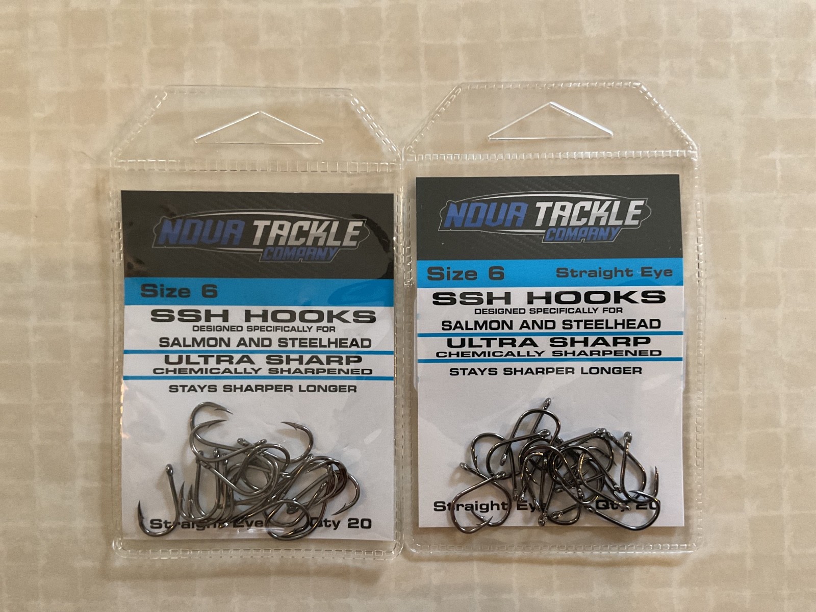 Salmon and SteelHead (Straight) Nova Tackle Fishing Hooks Size 6 - Two Packages