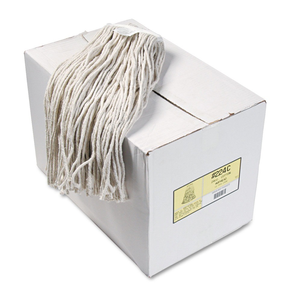 Boardwalk 224CCT 24 oz Cotton Premium Cut-End Wet Mop Heads - White (12/CT) New