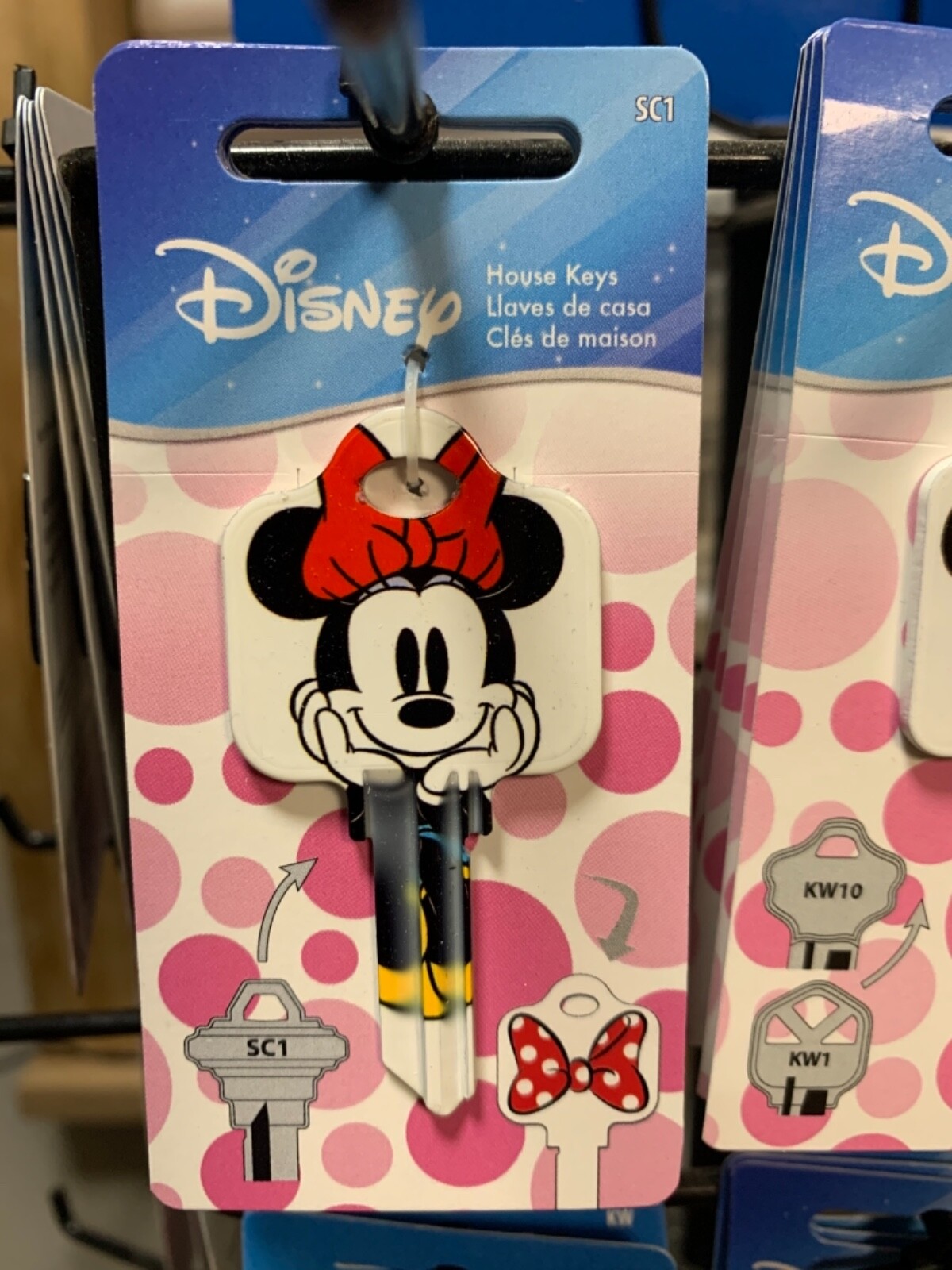 Minnie Mouse large Shape  Key Blank House Key #68 SC1 Schlage 3D Painted Blank