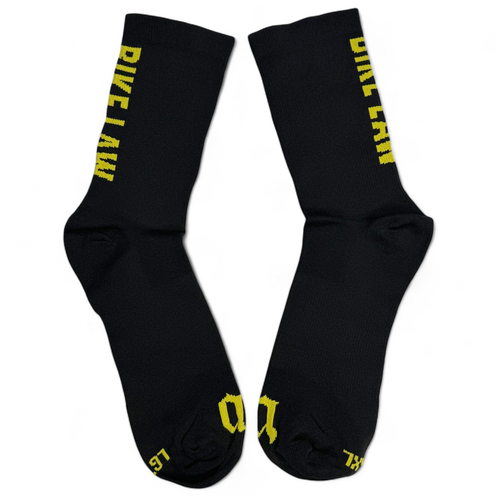 Wattie Ink Bike Law Cycling Socks Size L/XL Black Yellow 1 Pair NWOT