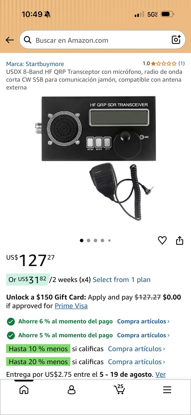 Startbuymore uSDX HF QRP SDR Ham Transceiver CW/SSB LCD Speaker Black