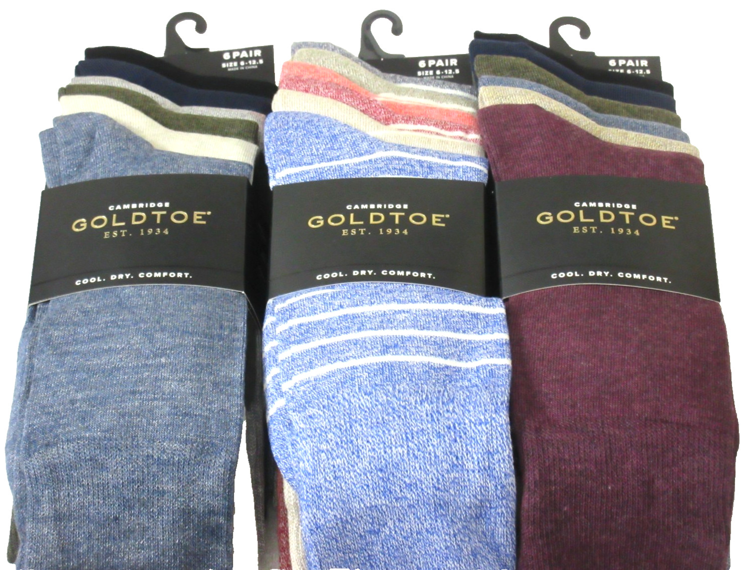 Gold Toe Men's Pack of 6 Pairs Cambridge Cool Comfort Dress Casual Socks NWT