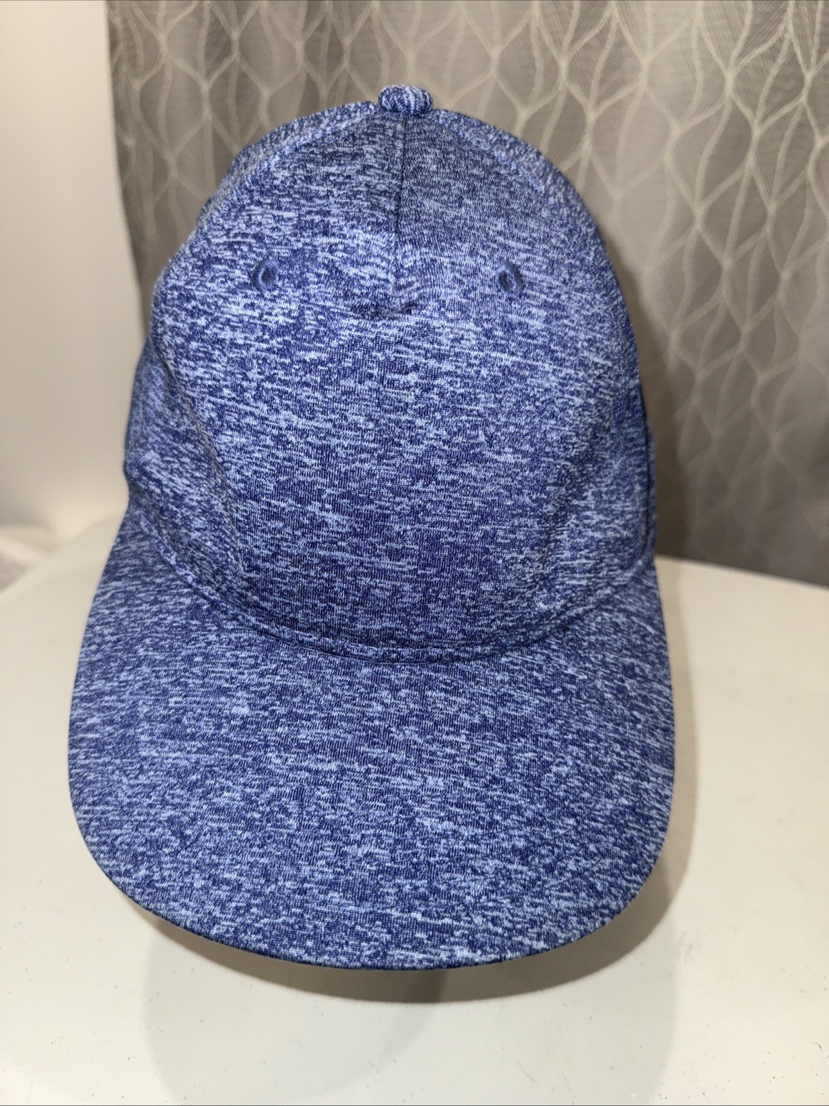 Blue Heather Knit Hat Cap Hook Loop Outdoor Cap EUC