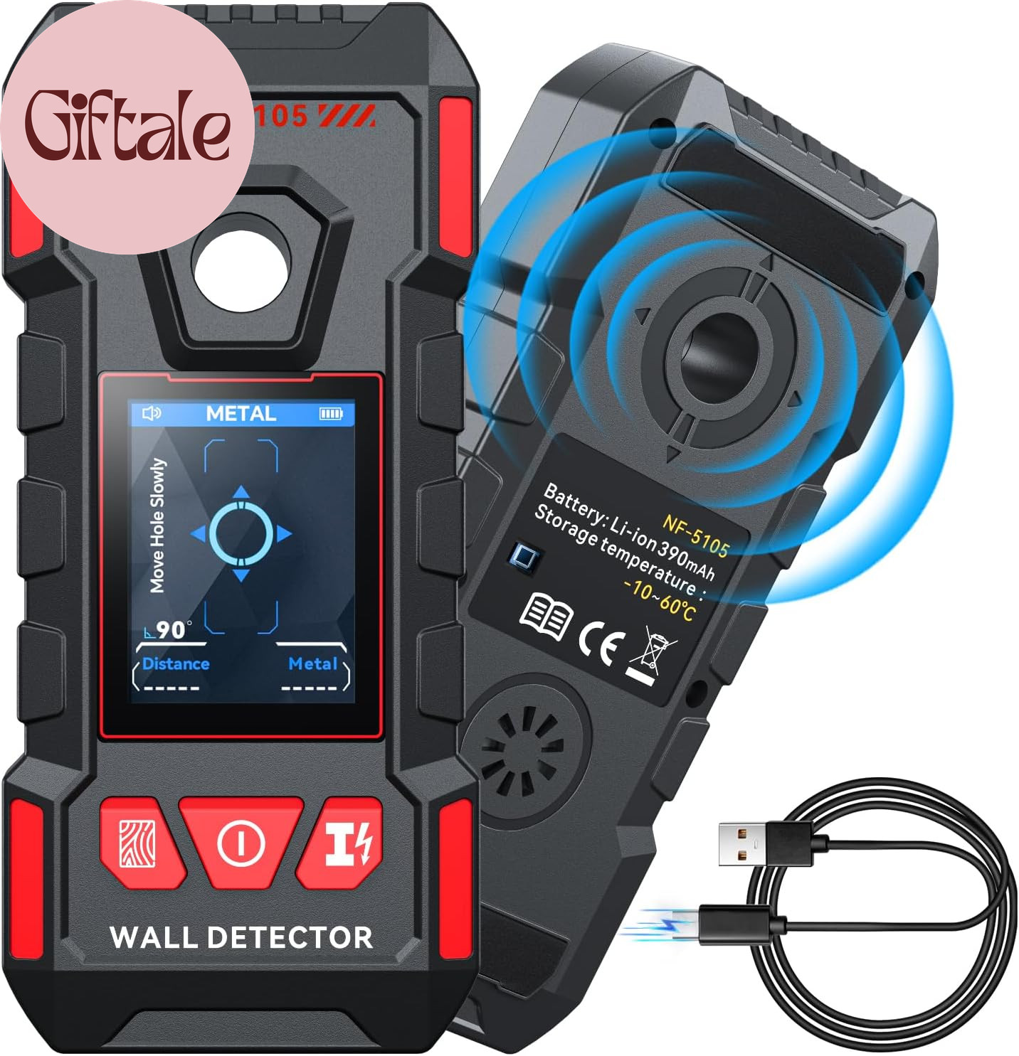 Rechargeable Stud Finder Wall Scanner with Live Wire Detection