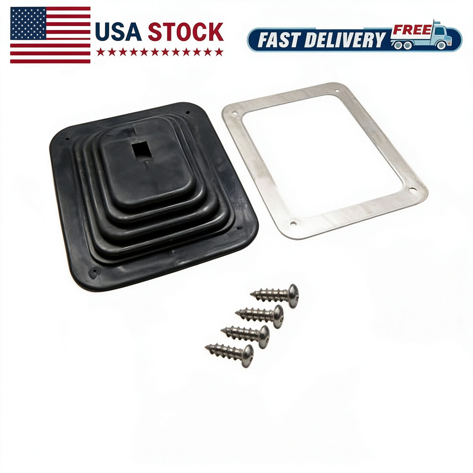 Quality Small Rubber Shifter Boot Kit Universal with Chrome Plate 5-5/8"X 6-3/4"