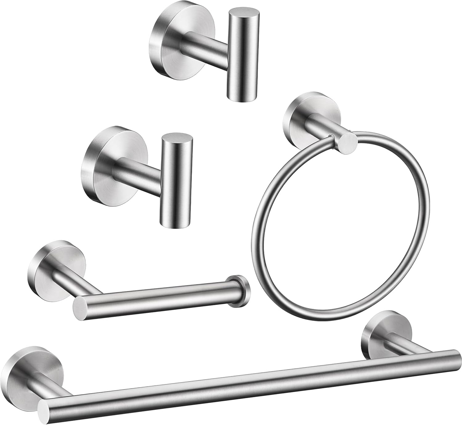 Bathroom Hardware Set Towel Bar Ring TP Holder Hooks Stainless Steel Wall Mount