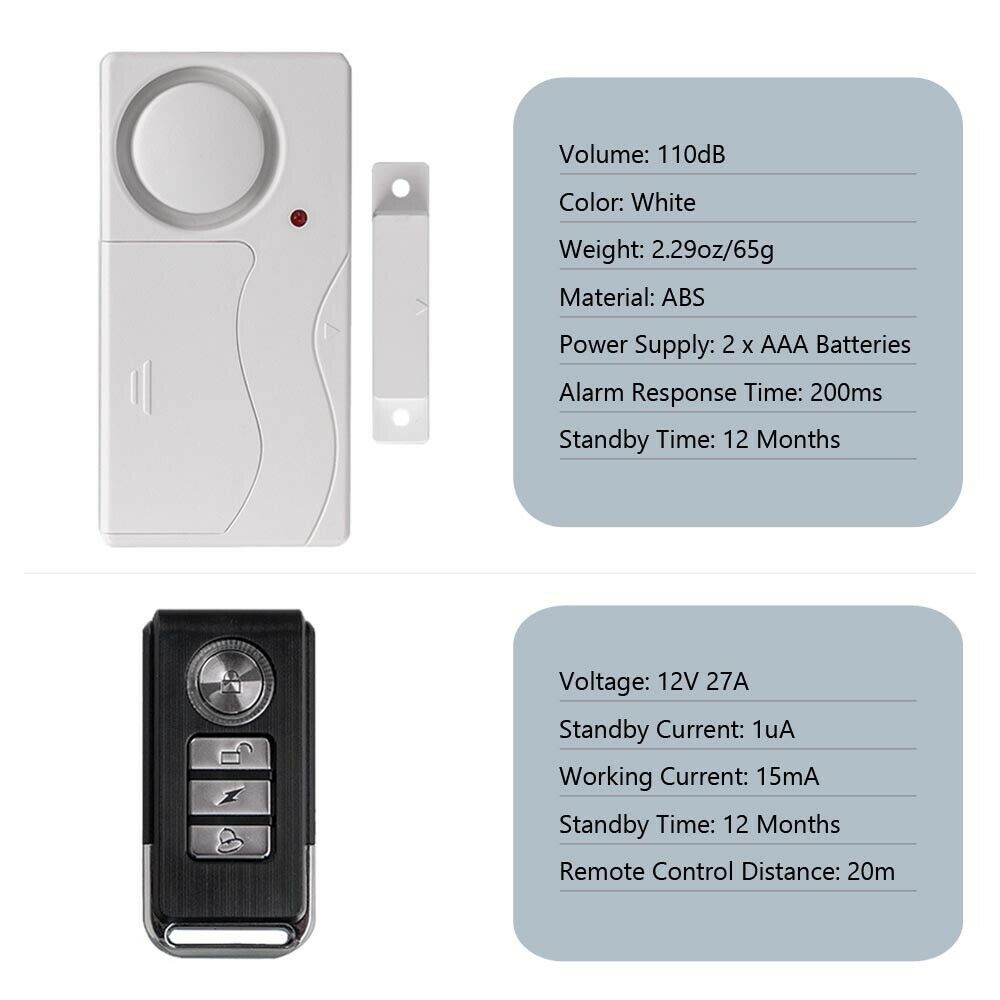 White Simple Department Security Window 2 Alarm Sensitive Trigger Strong Signal