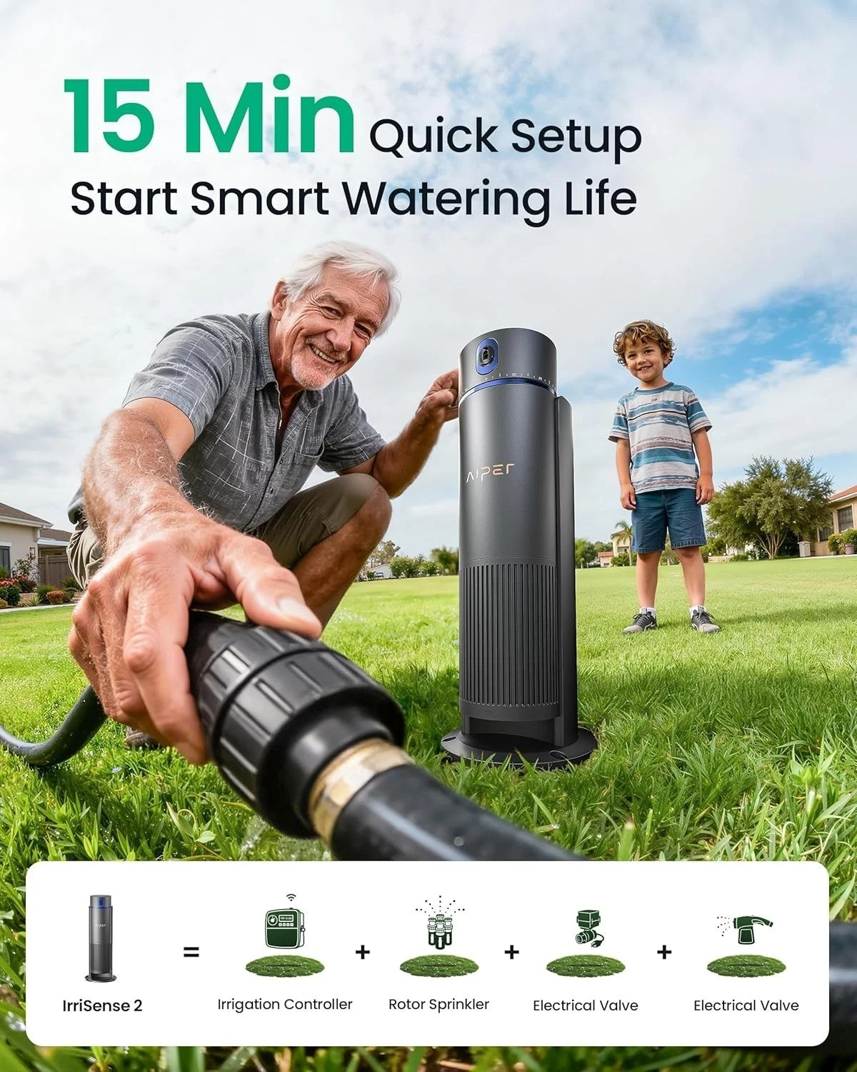 Aiper IrriSense 1 Smart Sprinkler Irrigation System App Scheduling Rain Sensor