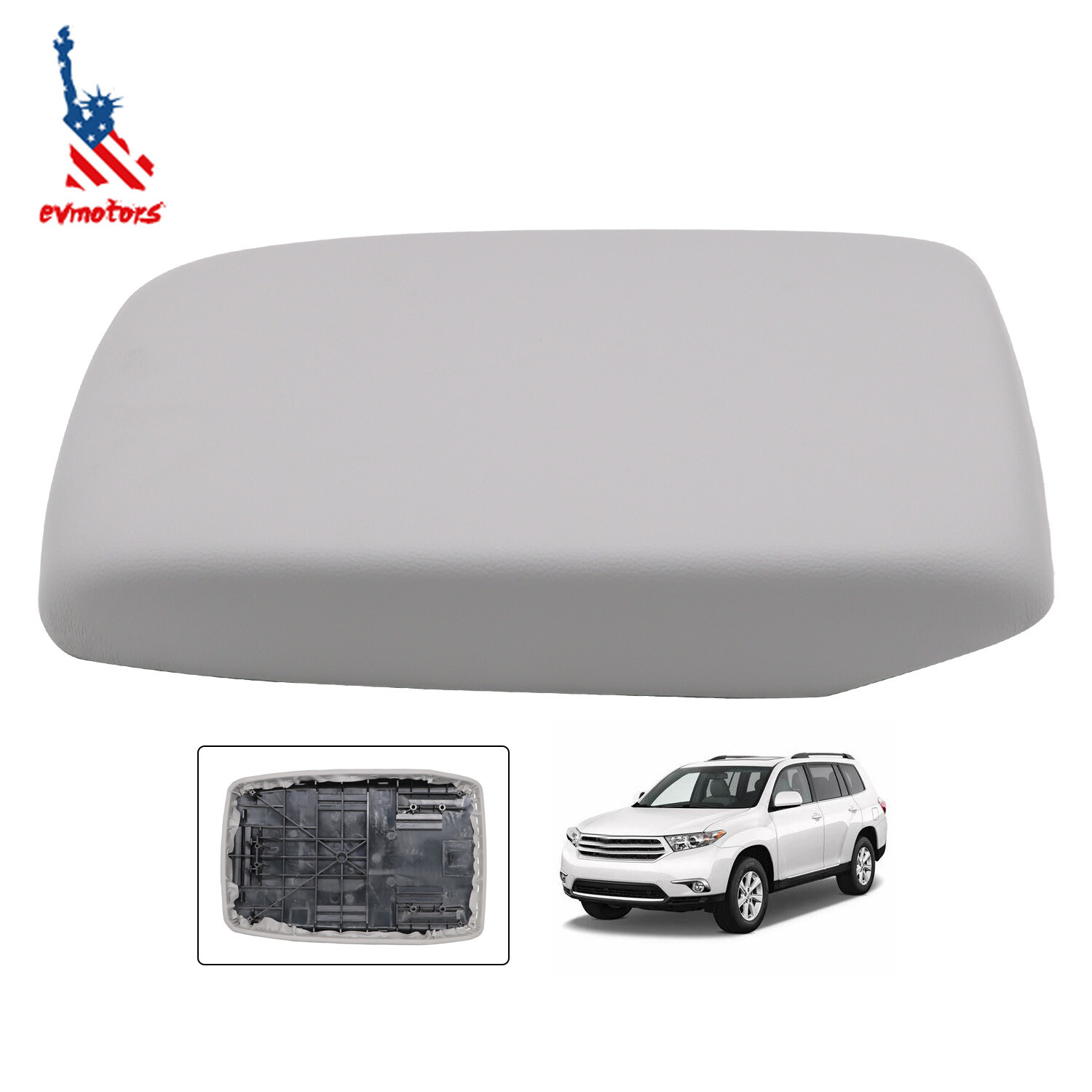 Center Console Armrest Lid Cover w Base Gray For Toyota Highlander 2008-2013