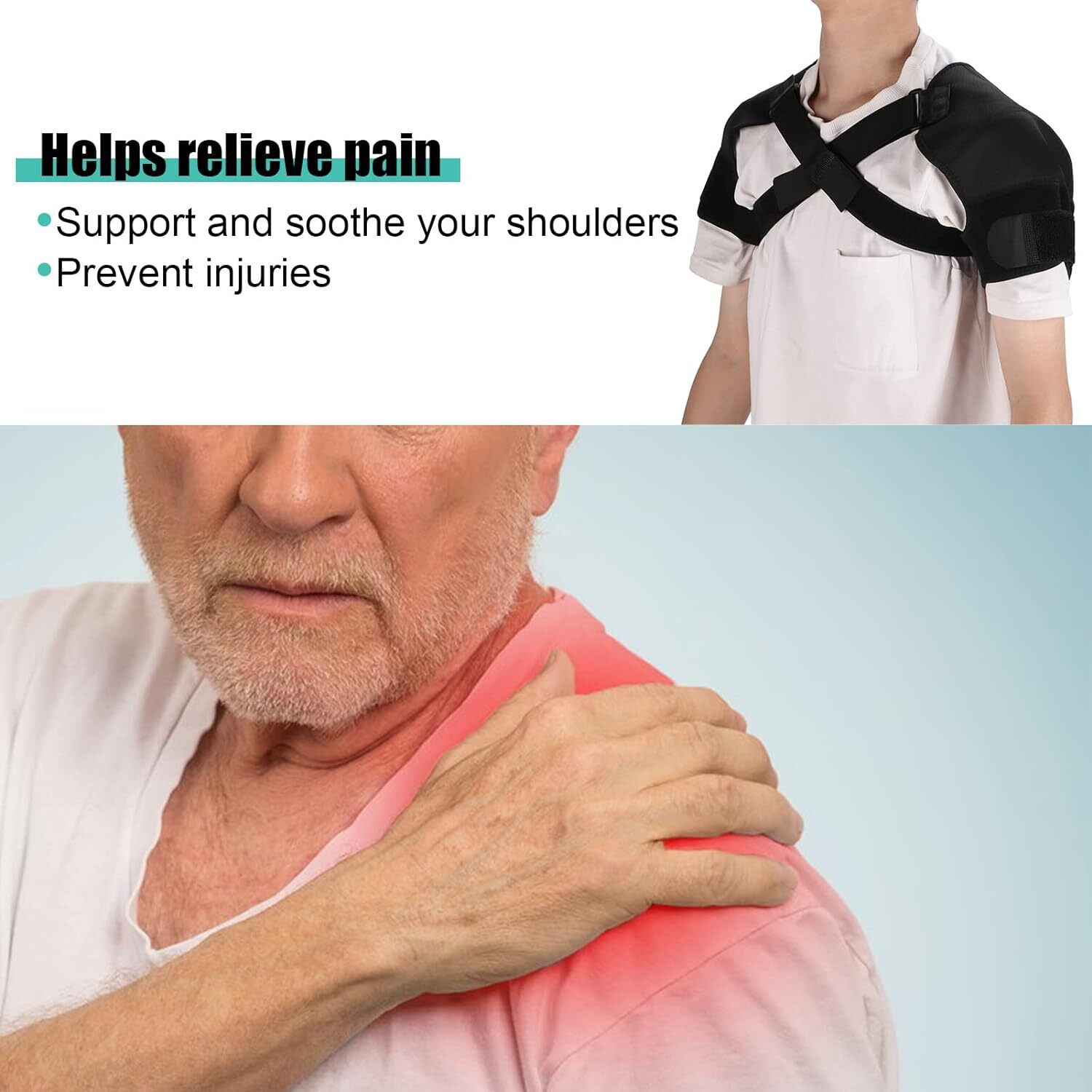 Double Shoulder Brace Torn Rotator Cuff Pain Relief Support Sleeve Adjustable US