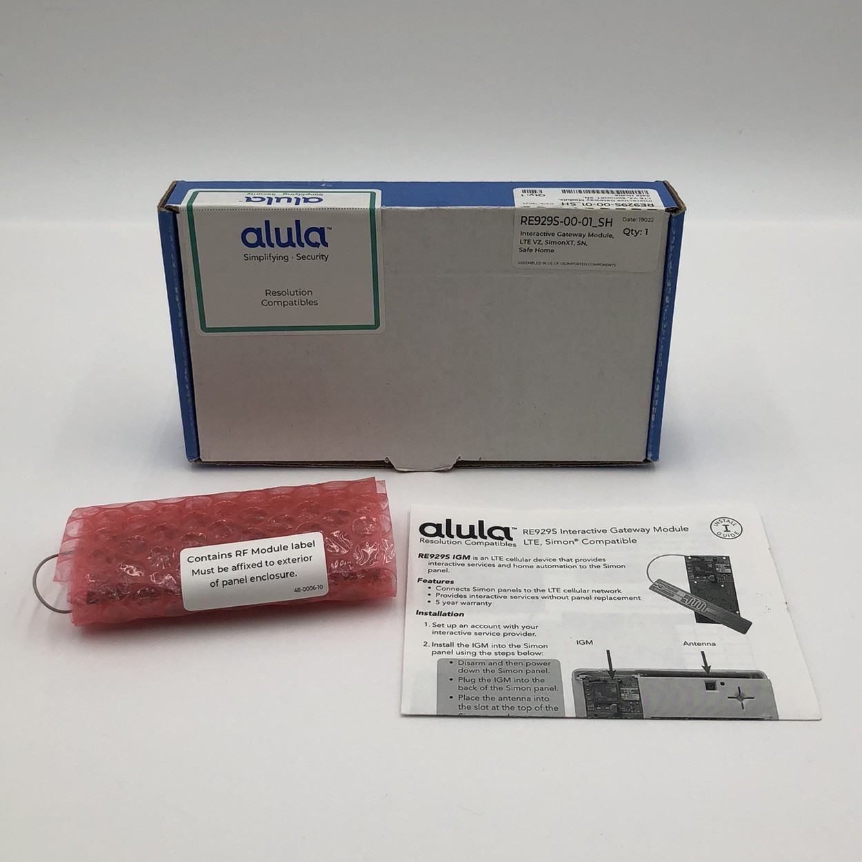 Alula Interactive Gateway Module LTE VZ SimonXT SN RE929S-00-01-SH